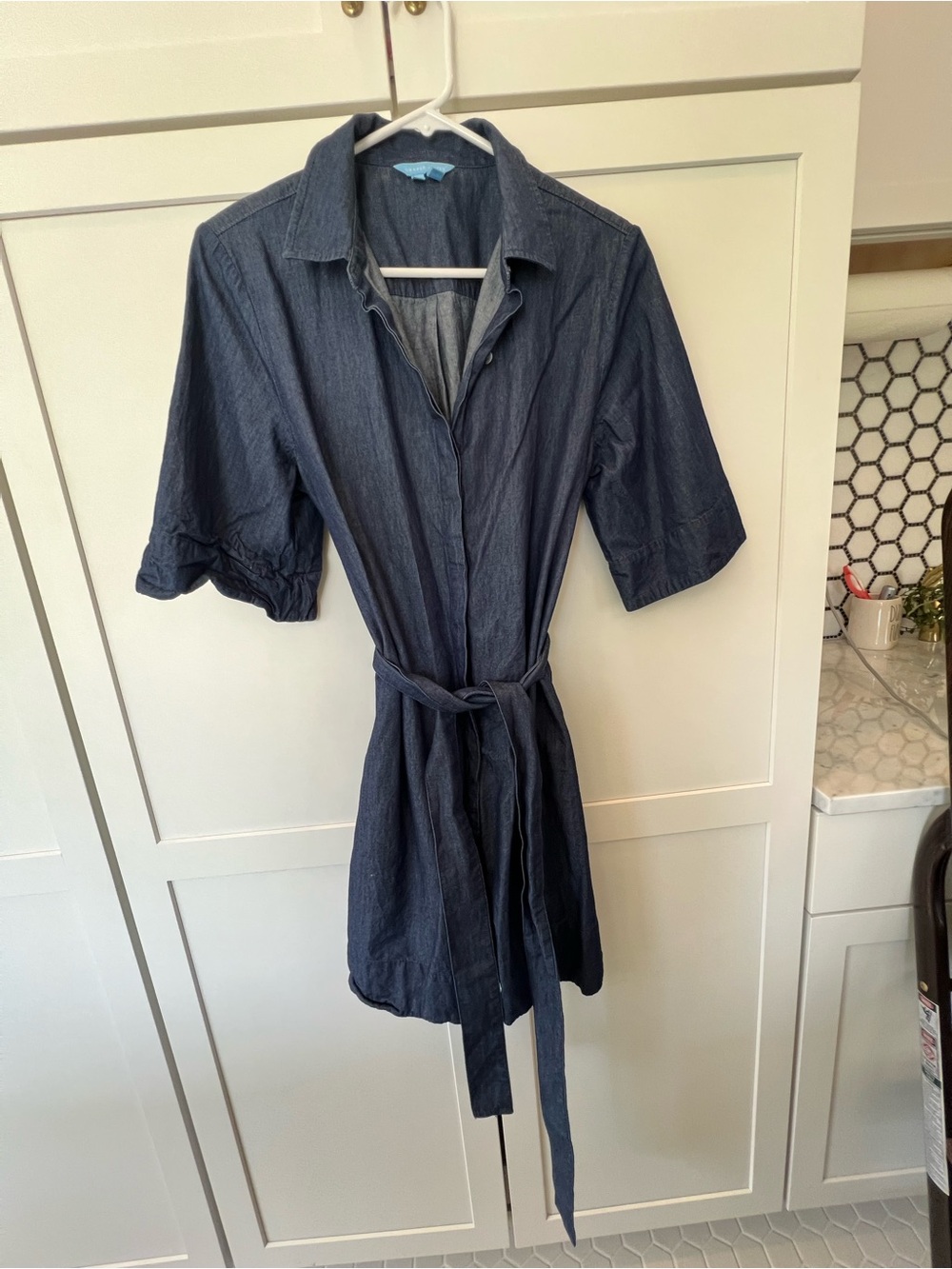 Draper James Riley Chambray Shirt Dress with Tie Waist